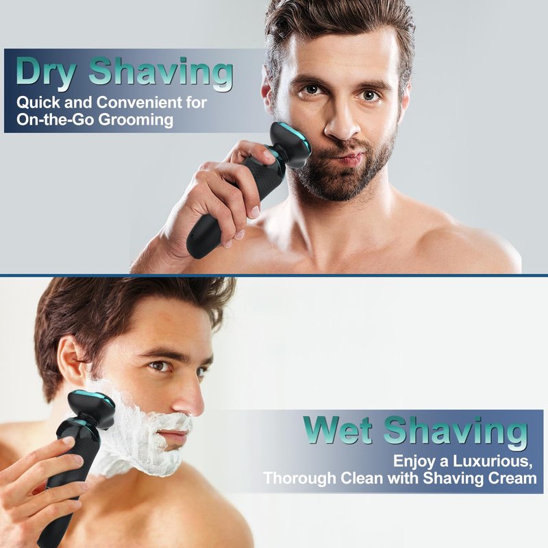 Electric Razor for Men, 4D Dual-Ring Floating Head Electric Shaver, IPX7 Waterproof Wet & Dry Shaver, USB-C Fast Charging 120Mins Long Runtime, Ergonomic Portable Travel Shaver, Ideal Gifts for Men
