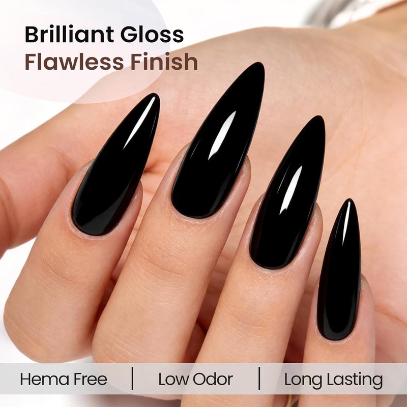 Hema-Free Gel Nail Polish - Black Color UV Nail Kit for DIY Manicure | 1 Piece