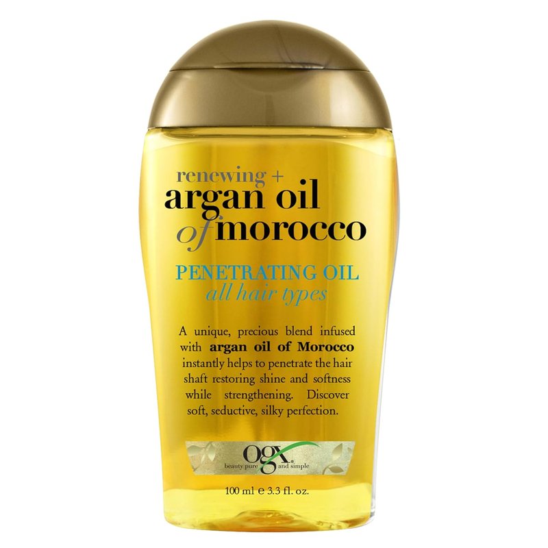 OGX Argan Oil of Morocco | Cold-Pressed Hair Treatment & Shine, Moisturizing Oil for All Hair Types, 3.3 fl oz
