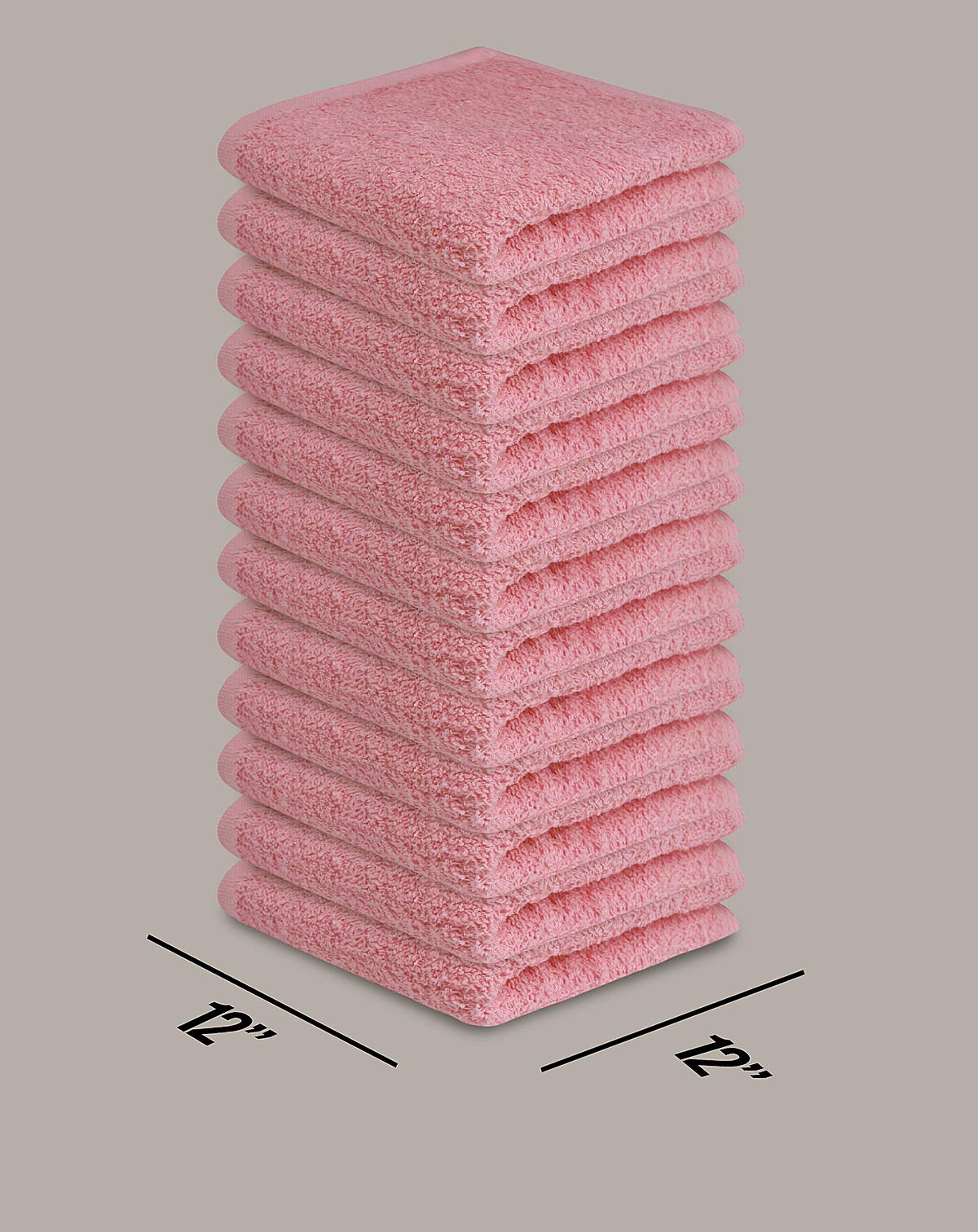 Softolle 100% Cotton Washcloths 24 Pack (12x12 Inches) Soft, Highly Absorbent Washcloth, Face Towels, Wash Cloths for Face, Ring Spun, Bulk Pack (Pink)