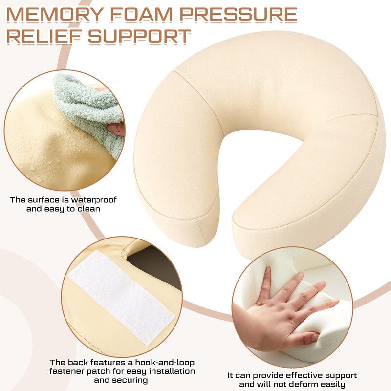 Qunclay Adjustable Massage Headrest for Bed, Portable Mattress Massage Face Cradle with Soft Pillow Cushion, Face Down Pillow After Eye Surgery for Professional and Home Use(Apricot)