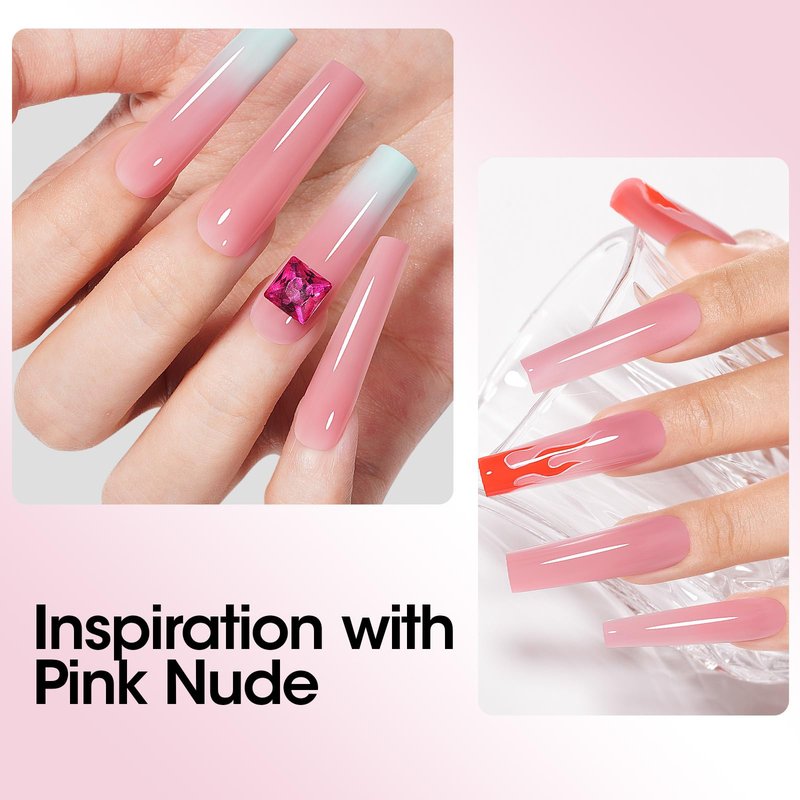 GELLEN Poly Gel Builder Nail Gel for Nail Extension Nail Strengthener, Hema & TPO& TMPTA free, 60g 08 Pink Nude Nails Enhancement Thickening Long-lasting Nail Art Design for Easy DIY at Home Salon