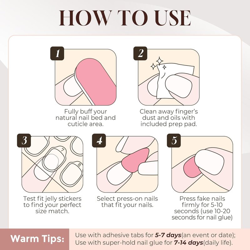 **Press On Nails - Almond French Tip Soft Gel Kit | 32 Reusable Chrome Fake Nails, 16 Sizes**