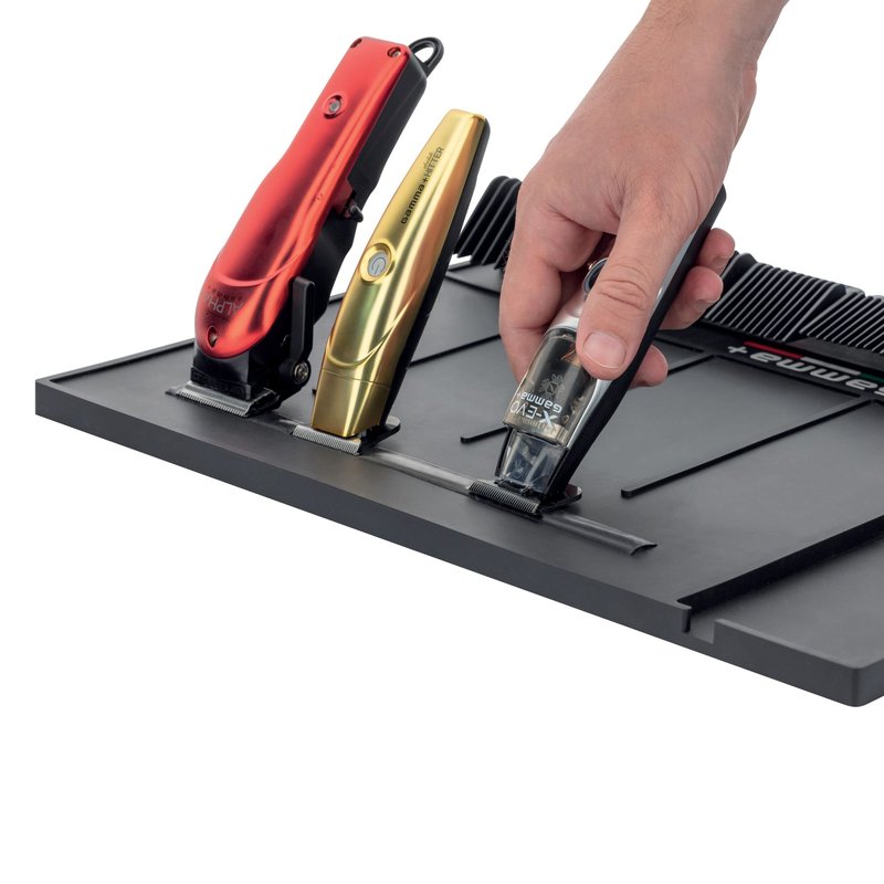 GAMMA+ Professional Barber Appliance Magnetic Mat and Station Organizer, Anti-Slip, Durable Heat Resistant Silicone, Hair Styling Tools, Black