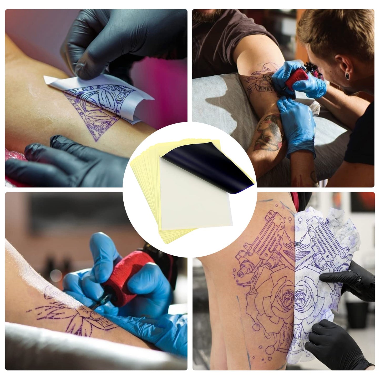 LIUMATE Tattoo Transfer Paper, 100 Sheets Tattoo Stencil Paper A4 Size, Stencil Paper for Tattooing 4 Layers, Thermal Stencil Paper DIY Tattοο Tracing Paper for Tattoo Transfer Kit Tattoo Supplies