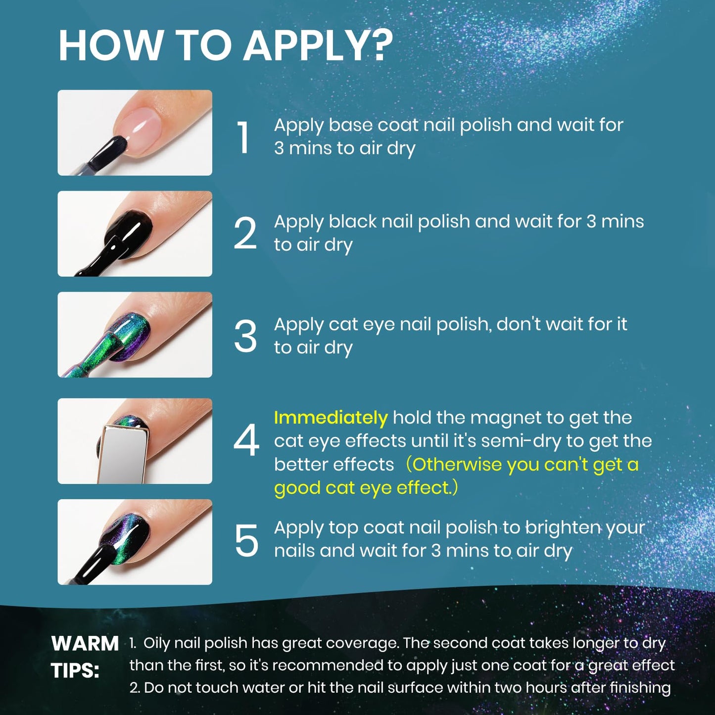 SUPWEE Cat Eye Nail Polish Non Gel with Magnet Quick Dry Cateye Magnetic Nail Polish for Fingernail Air Drying Fast Lacquer Manicure Gift For Women Girls 16ml, 0.54fl oz