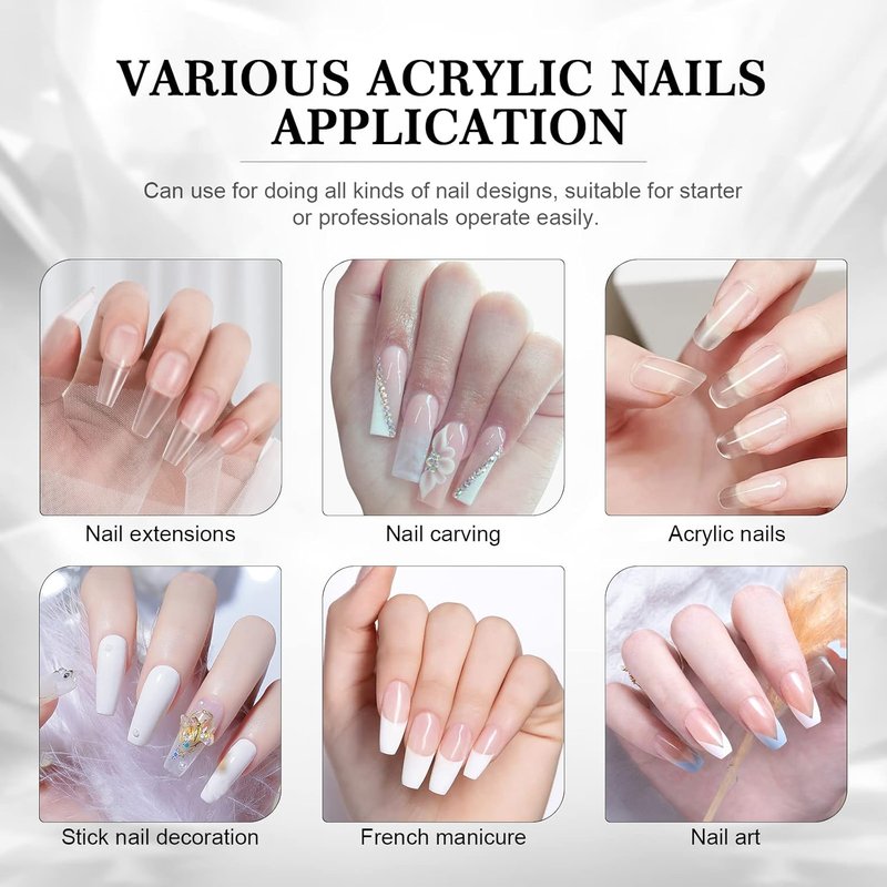 Saviland Clear Acrylic Powder - 5.29oz Bubble-Free Formula for Long-Lasting French Manicure