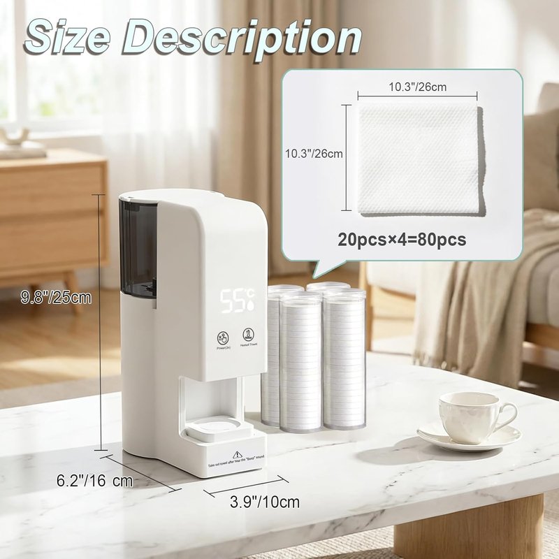 Regine Switzerland Towel Warmer - 5-Second Fast Heating, 55℃ Constant Temp | Includes 80 Disposable Towels