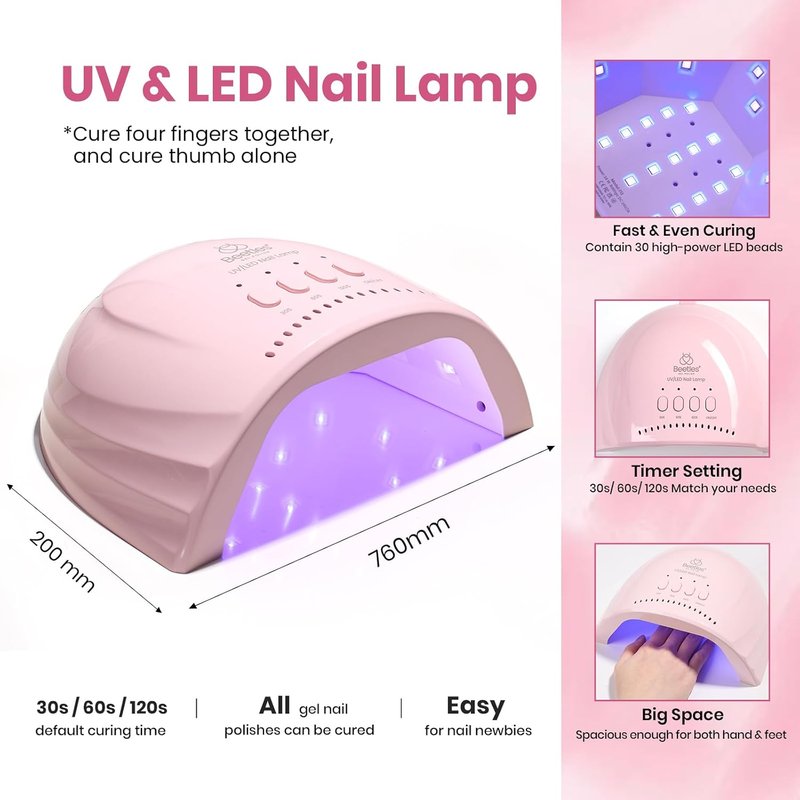 Beetles 80 Pcs Gel Nail Kit with U V Light -20 Color Jelly Gel Nail Polish Set Milky Nude Red Purple Glitter Sheer Daylight Nails Kit with Cat Eye Top Coat Rubber Base DIY Salon Gifts for Women Gilrs