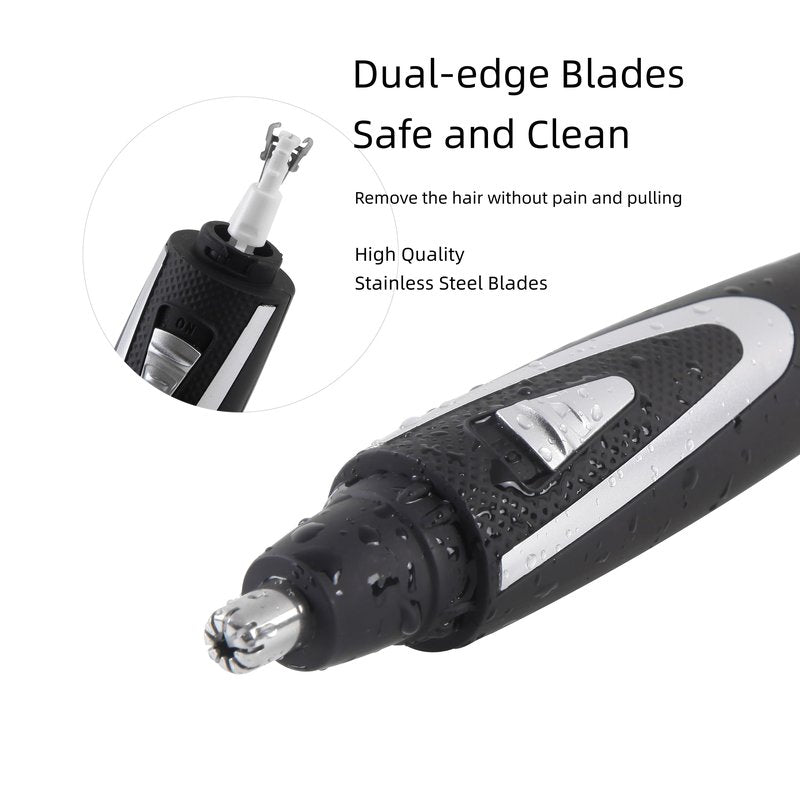 Ear and Nose Hair Trimmer Clippers: 2026 Professional Painless Eyebrow & Facial Hair Trimmers Remover for Men Women, Battery Operated Nasal Clipper, Dual Edge Waterproof Blades for Easy Clean, Black