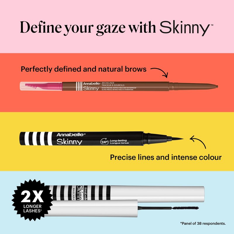 Annabelle Skinny Mascara, Black, Award-Winning Mascara, New Eco-Friendly Packaging, Ultimate Length & Definition, Microscopic & Ultra-Precise Brush, Hypoallergenic, 0.13 fl oz