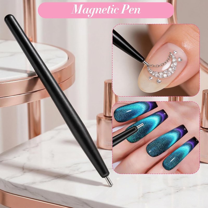Skiennix 11 Pcs Cat Eye Magnet Tools Set - 5 In 1 Nail Art Design Kit for Stunning 3D Effects