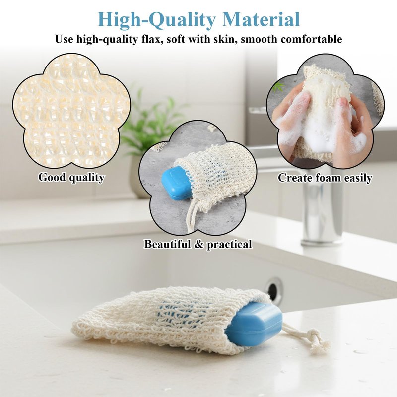 PercyEffie 50pcs Soap Saver Bag mesh soaps bags with Drawstring Exfoliating Pouch Sisal soaps bag loofah pouch soap savers for bar Foaming and Drying Exfoliating Net for Bath and Shower