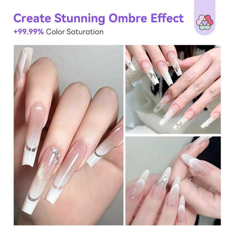 SAVILAND Dilution-Free Airbrush Gel Nail Polish Hema-Free: 20ml 0-Acetone 6PCS White Nail Polish for Airbrush Pure Formula No Clogging Gel Airbrush Paint for Nails Coverage for Ombre Nail Art Salon