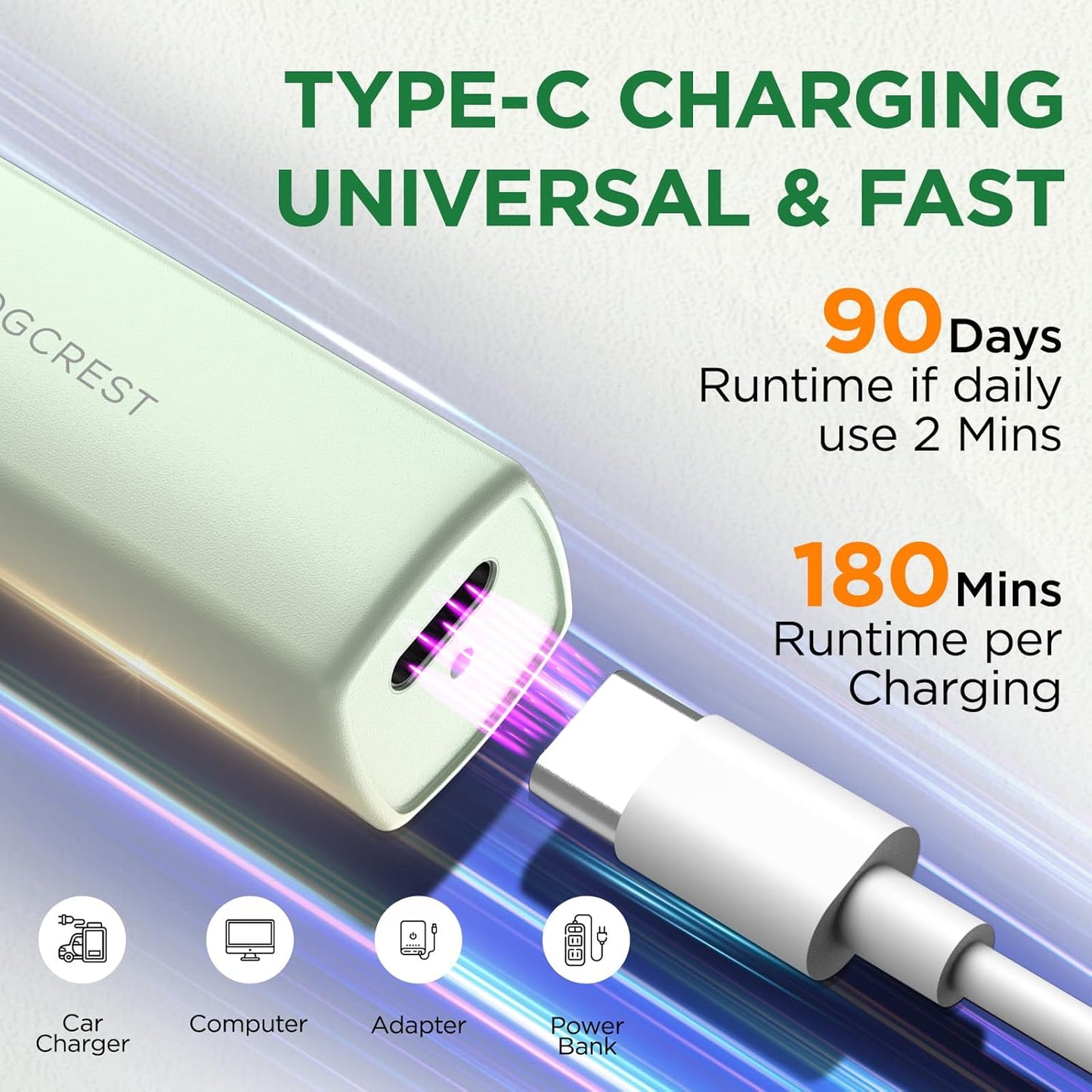 VOGCREST Hair Trimmer - 2 in 1 Facial Hair & Eyebrow Remover | Rechargeable, Portable with LED Light