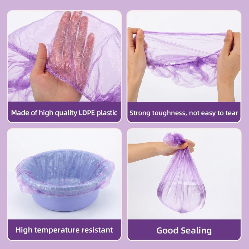 100 Purple Pedicure Liners 13.8 x 19.7 Inches Disposable Unbreakable Pedi Liners Disposable Fits Most Tub and Pedicure Foot Spa Home Use