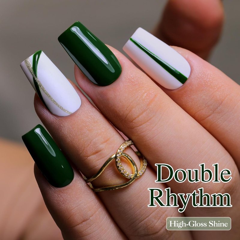 Double Rhythm Gel Nail Polish - Pure Sheer Soak Off Formula for DIY Manicure | Dark Green 15ML