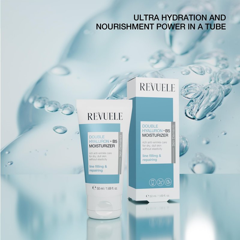 Revuele Double Hyaluron + B5 Facial Moisturizer, Lightweight Hydrating Cream with Dual Hyaluronic Acid & Panthenol, For Soft and Smooth-Looking Skin 1.69 fl.oz