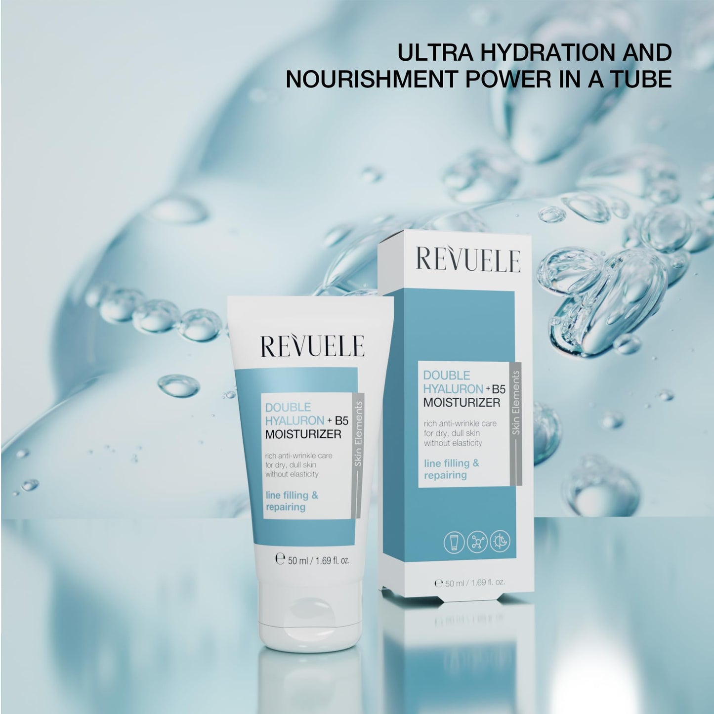 Revuele Double Hyaluron + B5 Facial Moisturizer, Lightweight Hydrating Cream with Dual Hyaluronic Acid & Panthenol, For Soft and Smooth-Looking Skin 1.69 fl.oz