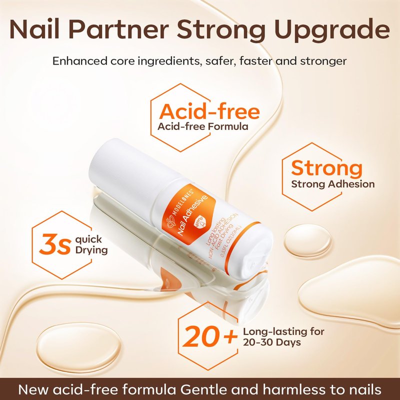 Modelones Nail Glue - Super Strong Long-Lasting Gel for Press-On & Acrylic Nails | 10 ML Non-Toxic Formula