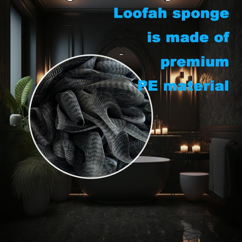 Black Bath Shower Loofah Exfoliating Body Back Scrubber Sponge for Women Men 60g (1 Pack)