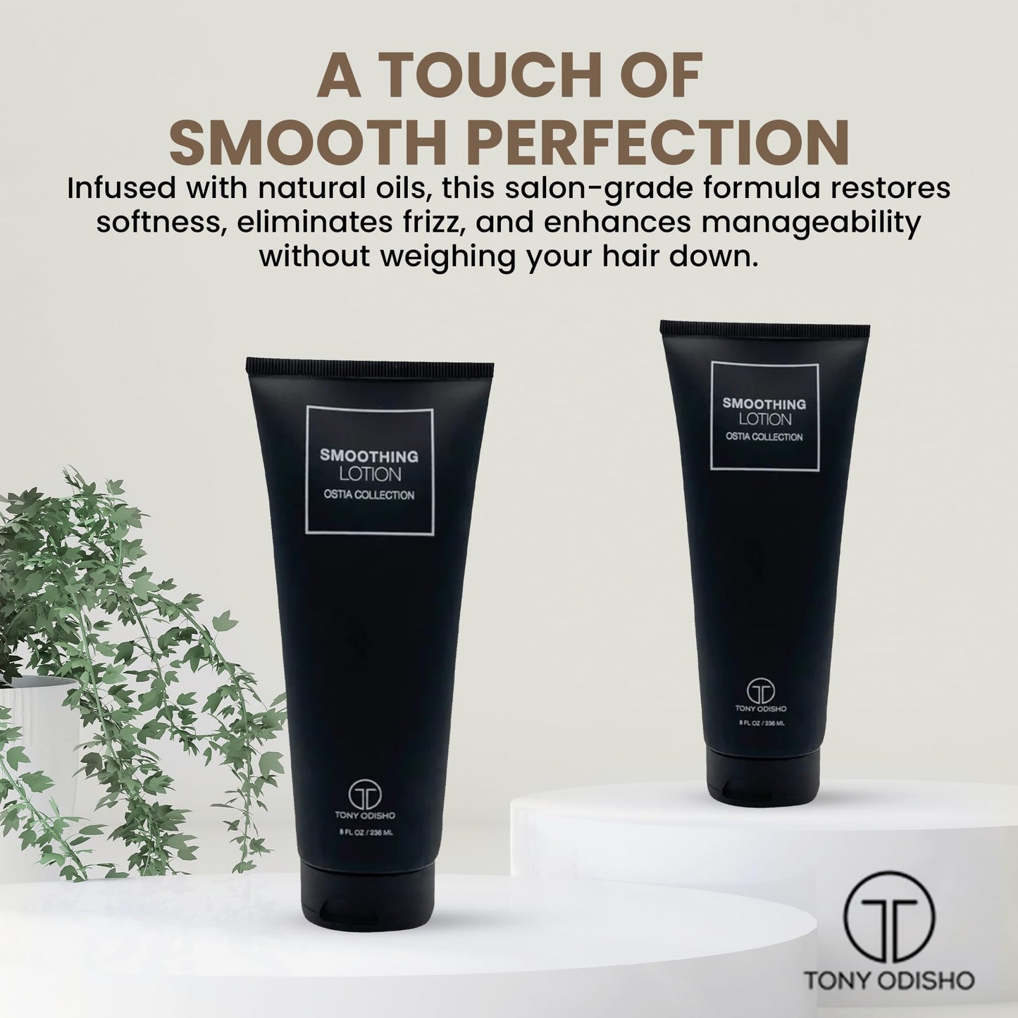 Tony Odisho Ostia Smoothing Lotion – Anti Frizz Hair Styling Cream with Argan & Coconut Oils – Smooth, Define & Shine for All Hair Types – Lightweight Hydration for Straight, Wavy & Curly Hair - 8 Oz