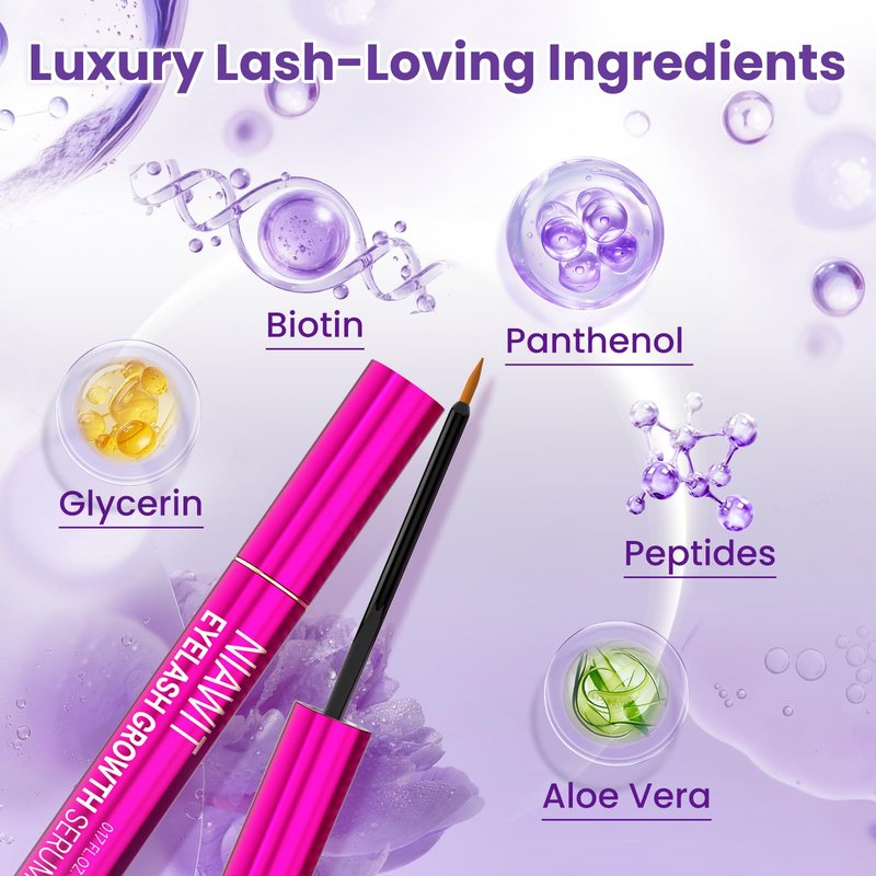 NIAWIT Eyelash Growth Serum and Eyebrow Enhancer – Advanced Formula for Longer, Fuller, Thicker Lashes & Brows Naturally | Nourishes Sparse Lashes with Biotin, Peptides - Gentle & Non-Irritating
