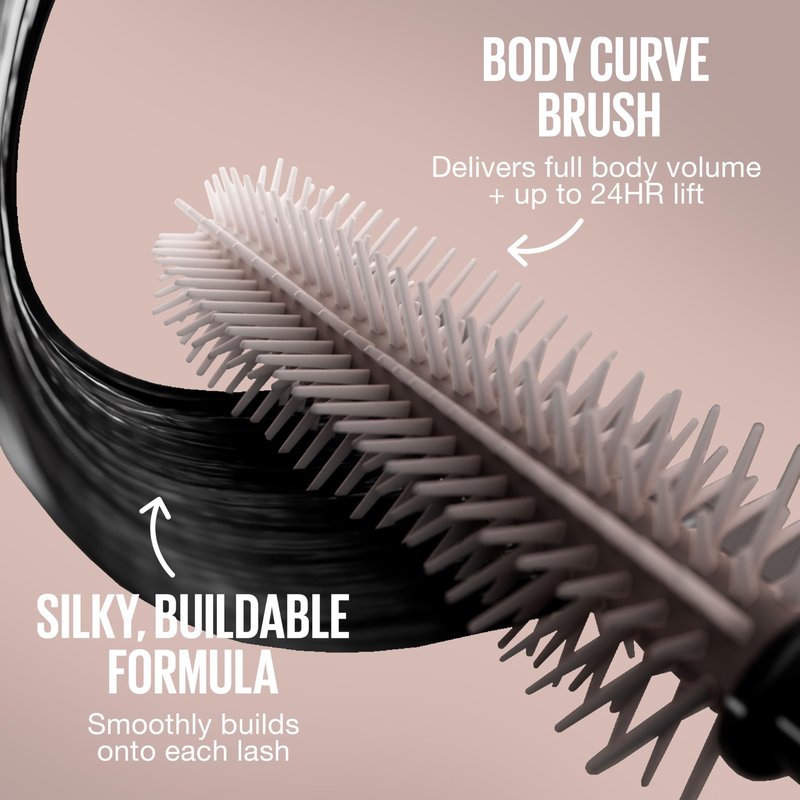 Maybelline Lash Sensational Body Waterproof Mascara, Volume and Length Formula for 24HR Lash Lift, Smudge and Clump-Resistant, Very Black