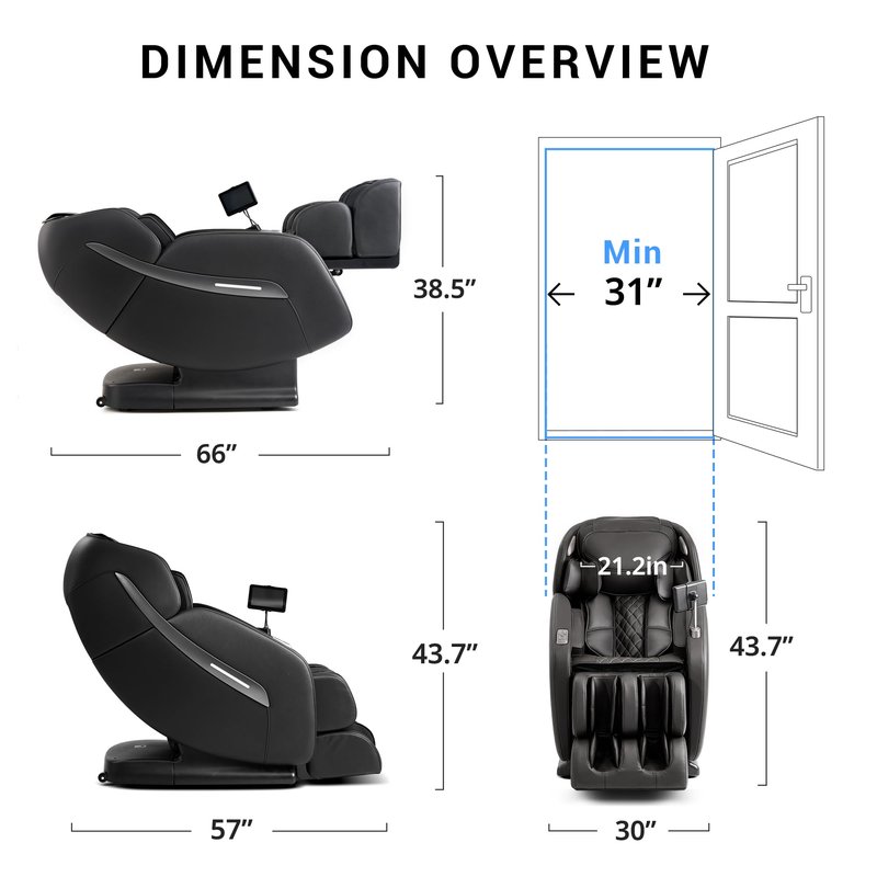 MYNTA Massage Chair Full Body, Zero Gravity SL Track Heavy Duty Massage Recliner Chair with Heat, 12 Auto Modes for Home, M1612 Charcoal