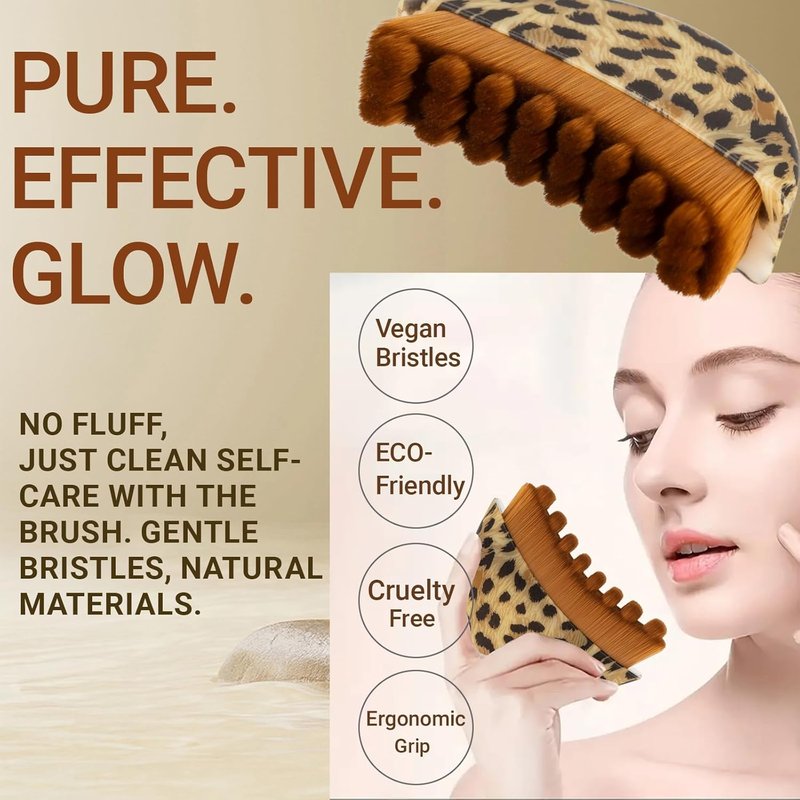Lymphatic Contour Face Brush - Leopard Print Sculpting & Lifting Tool | Ergonomic Design for Face, Chin & Neck