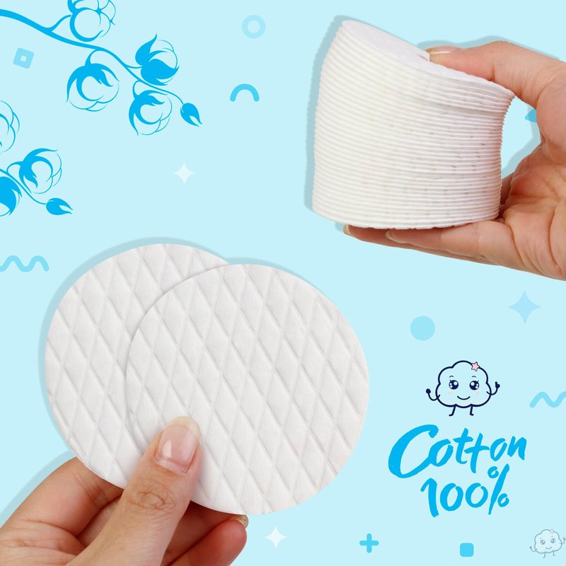 Premium Cotton Rounds（120 Count， Pack of 2 - Cotton Pads for Face, 100% Cotton Makeup Remover Pads, Soft and Lint-Free, for Removing Makeup, Nail Polish