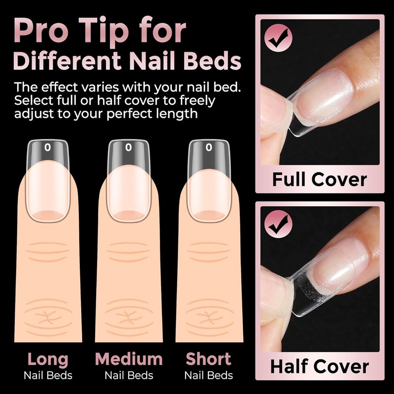 Luckyfairy Short Square Nail Tips: 240PCS Soft Gel Pre-filed Short Square Fake Tips, 12 Sizes Full Cover Acrylic False Press On Nails for DIY Nail Art Home Salon