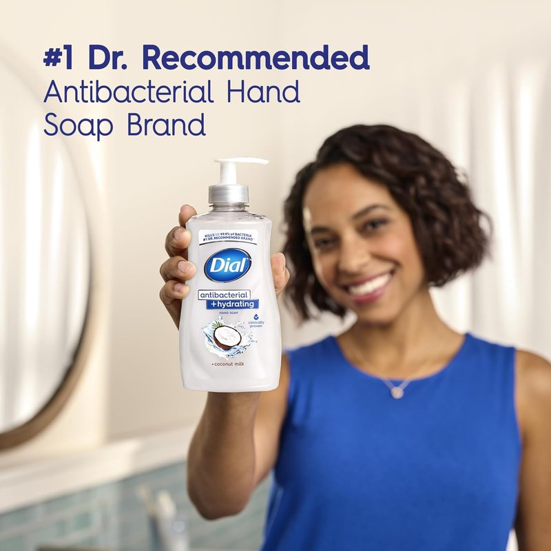 Dial Antibacterial Liquid Hand Soap - Hydrating Coconut Milk Formula | 11oz, Pack of 4