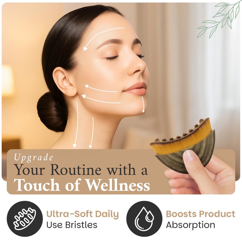 Lymphatic Contour Face Brush, Facial Brush for Lymphatic Drainage, Dry Lymphatic Massage Brush, Face Sculpting Brush, Contour Face Brush, Jawline and Chin Sculpting, Face Depuffer, Facial Tool