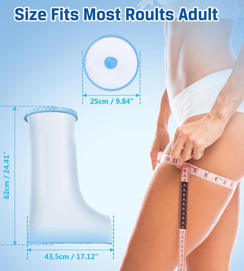 Blueash Waterproof Extra Wide Leg Cast Cover for Shower Adult, Reusable Extra Large Leg Shower Casts Cover with Non-Slip Bottom for Adults Large Casts Surgery Shower Boots