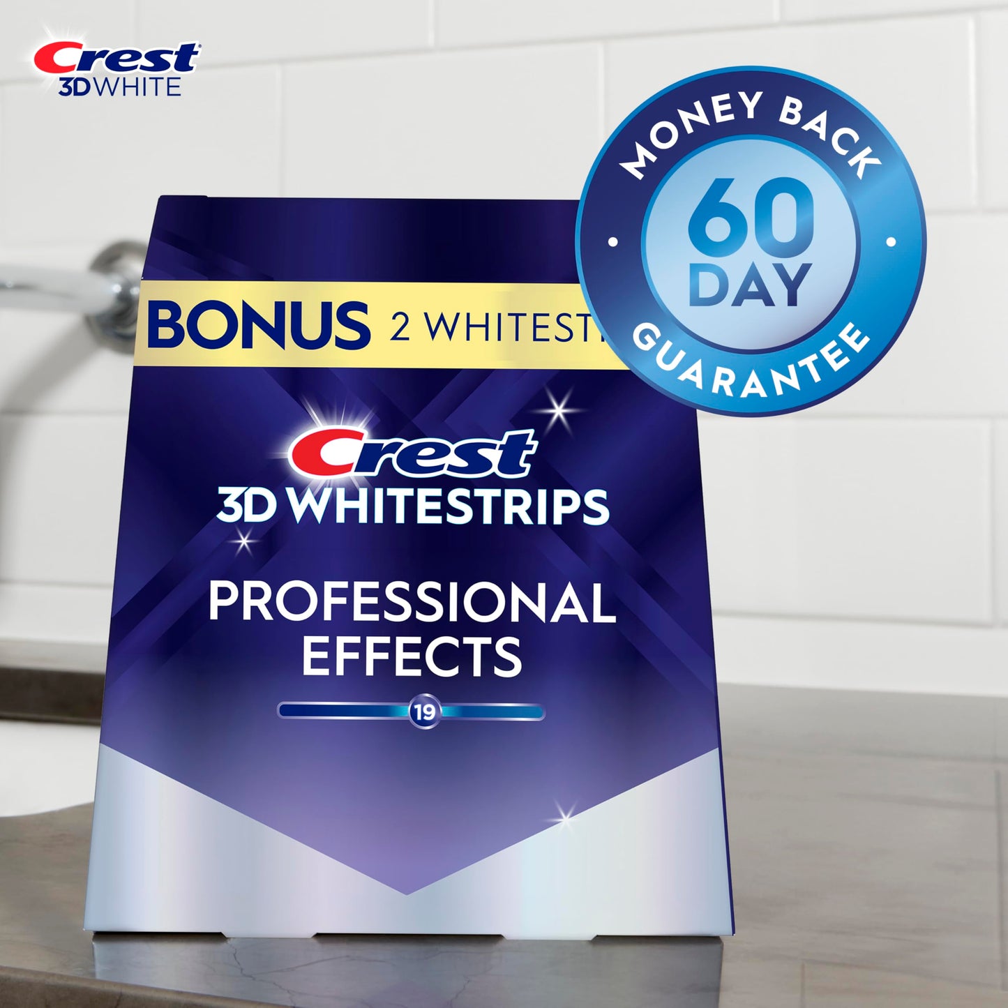 Crest 3D Whitestrips Professional Effects – Teeth Whitening Kit, 22 Treatments (20 + 2 Bonus), Each with 1 Upper/1Lower, 44 Strips – Crest 3DWhite Teeth Whitening Strips (Pack of 8)