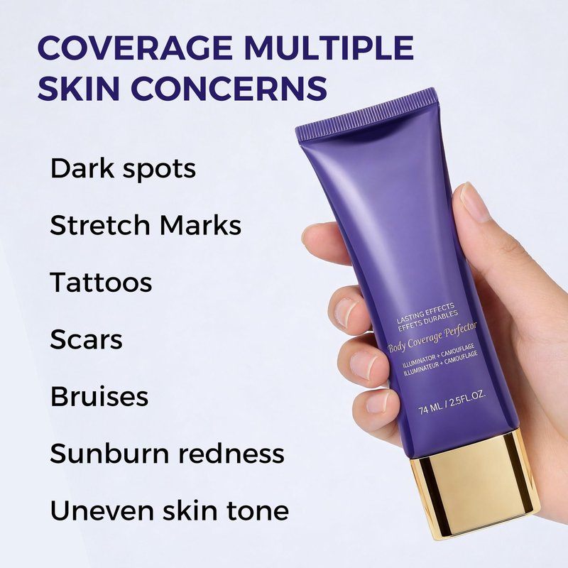 Body Coverage Perfector, Tattoo Cover Up Uneven Skin Blemishes Scars Veins Bring Natural Glow with 24Hr Long Lasting, Full Coverage Sweatproof No Transfer Concealer for Leg Face Body 2.5 oz, 01 Light