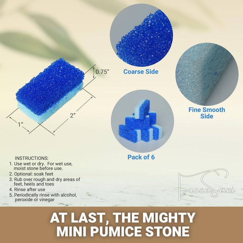 Mini Foot Pumice Stone, Travel Sized Foot Exfoliator Stone, Disposable Pumice Stone for Feet Callus Remover, Foot Scrubber Stone, Natural Foot Scraper (Pack of 6)