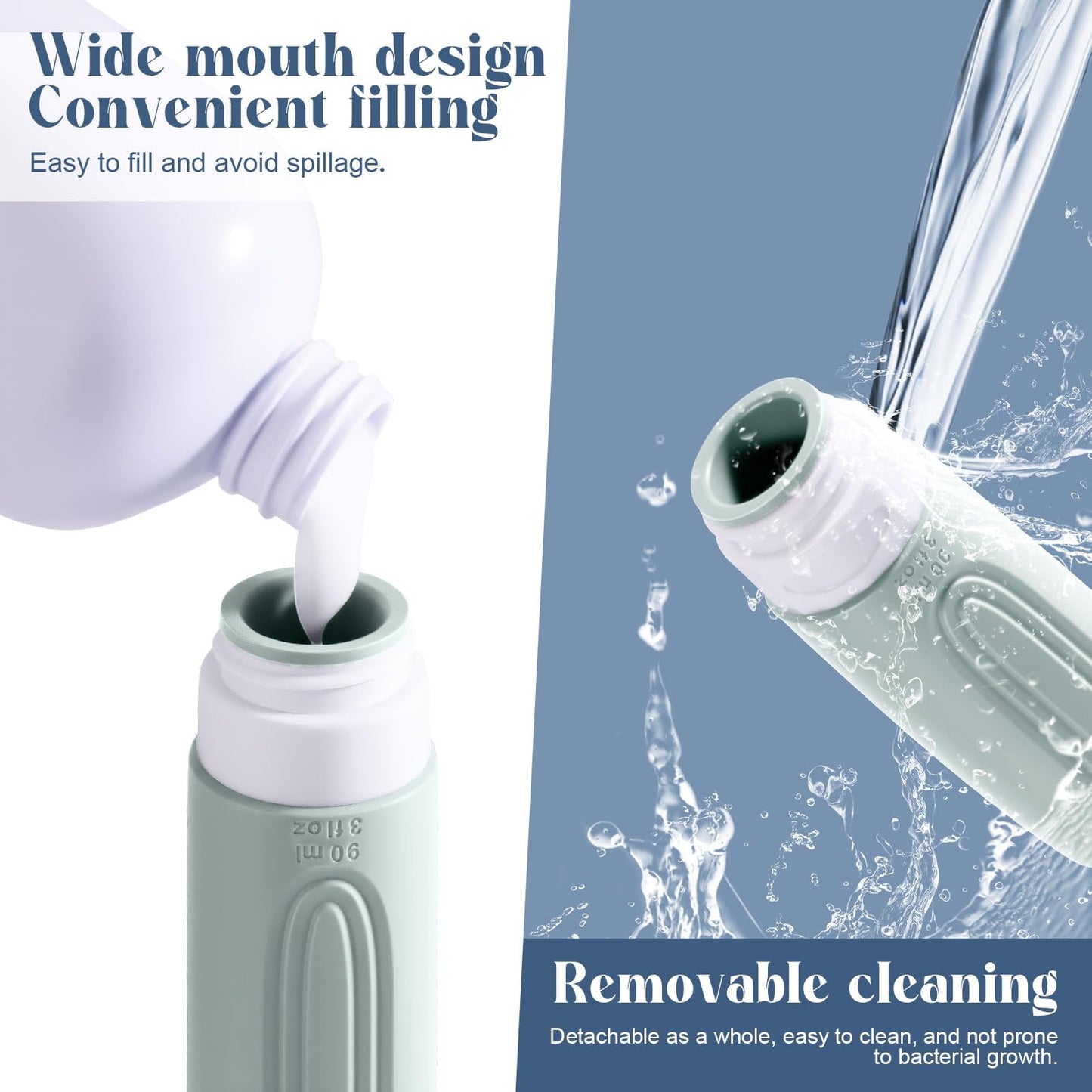 YIIMER Travel Bottles for Toiletries, 3oz TSA Approved Travel Size Toiletries, Silicone Leak-Proof Refillable Containers, Squeezable Liquid Essentials Bottles W/Clear Bag (GRAY)