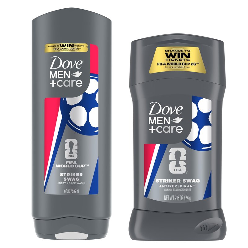DOVE MEN + CARE - Limited Edition FIFA Regimen Body Wash & Deodorant Pack Striker Swag 2 Count for Men for Hydrated Soft Skin & Odor Control