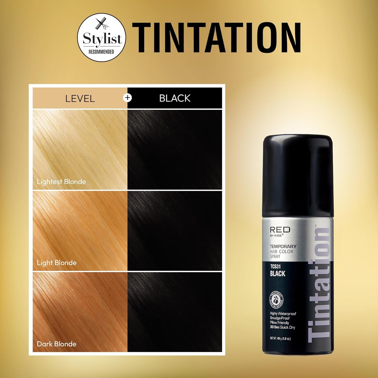 Tintation Temporary Hair Color Spray - Instant Gray Root Cover Up, Water-Resistant, Smudge-Proof | Travel Size (Black)
