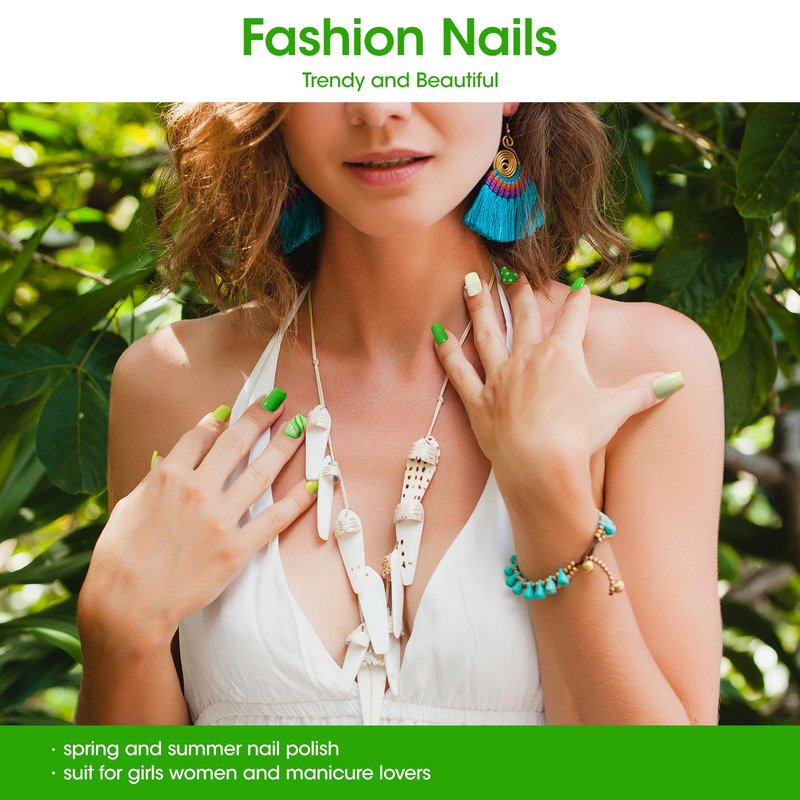 GELLEN Green Nail Polish, Quick Air Dry Non-gel Regular Nail Polish No Light Needed for Finger Toe & Fake Nails | 6-color Spring Summer Full Size Green, Apply 2 Thin Coats | Toxin TPO HEMA Free