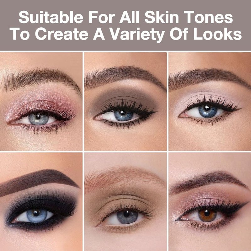 HHLTOH 6 Colors Neutral Rose Brown Eyeshadow Palette, Mini Travel Eye Shadow Palette for Women with Mirror, Nude Pink Coffee Brown Black White, Matte & Shimmer Glitter Highly Pigmented Blendable Vegan