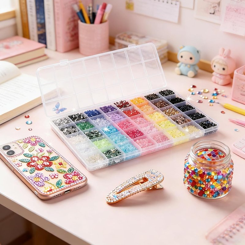 Colorful Resin Bedazzler Kit - 3mm Flatback Rhinestones for Nail Art & DIY Crafts | Includes 3 Pcs B7000 Jewelry Glue