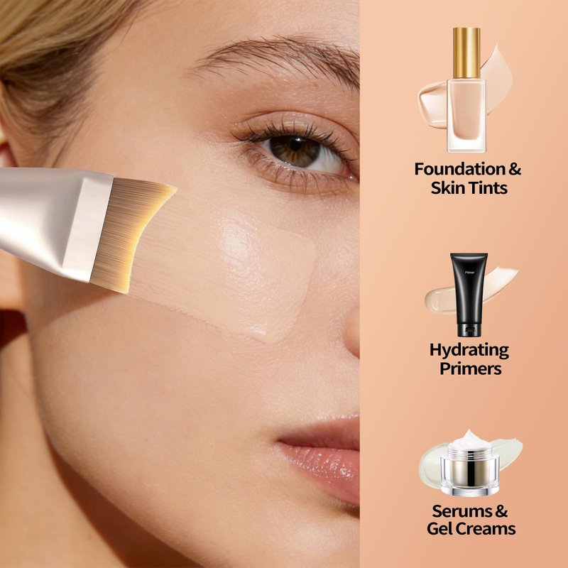 Albeaut Untra-thin Flat Foundation Brush, Spatula Foundation Brush for Liquid Makeup Synthetic Bristles Base Makeup Brush for Seamless Application, Vegan & Cruelty-free P06
