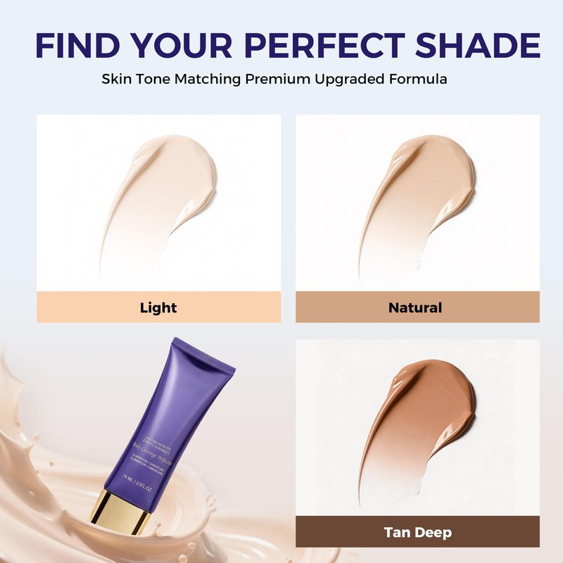 Body Coverage Perfector, Tattoo Cover Up Uneven Skin Blemishes Scars Veins Bring Natural Glow with 24Hr Long Lasting, Full Coverage Sweatproof No Transfer Concealer for Leg Face Body 2.5 oz, 01 Light