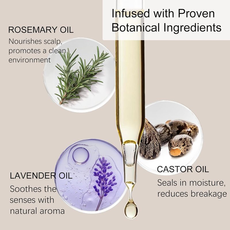 Rosemary & Castor Oil Hair Treatment - Lavender Infused | Nourishing Scalp Care | 1 fl oz | Strengthens & Volumizes Hair