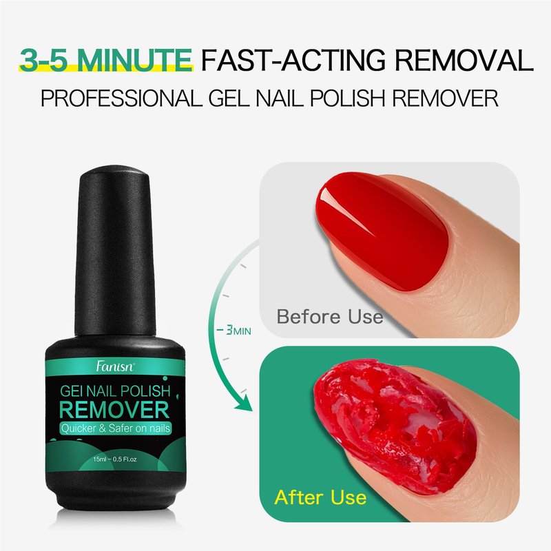 Regine Switzerland Gel Nail Polish Remover - Acetone-Free, Quick 2-5 Min Removal, 15ml