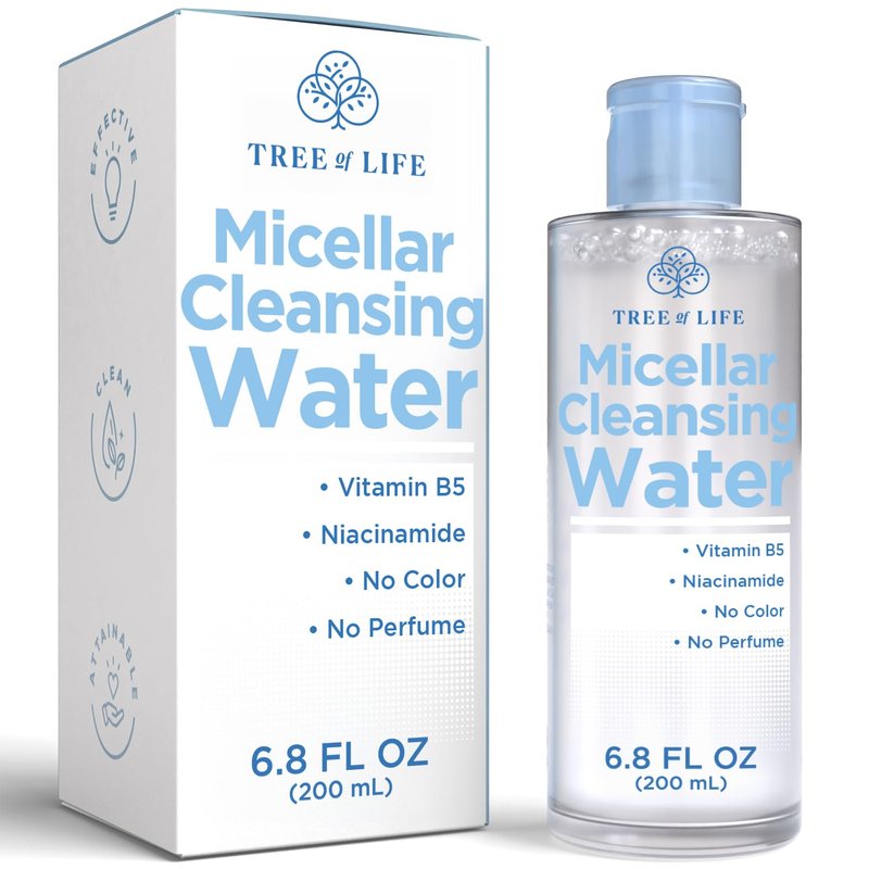 Micellar Cleansing Water by [Brand Name] - Gentle Makeup Remover with Niacinamide & Vitamin B5 | 6.8 fl oz