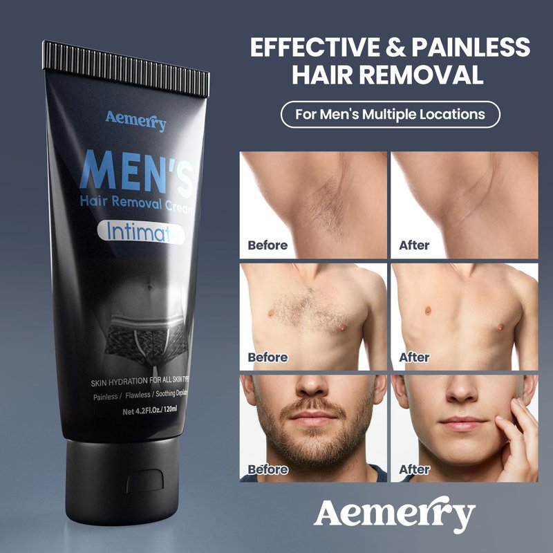 Regine Switzerland Hair Removal Cream for Men - Painless Depilatory Formula with Aloe Vera & Vitamin E - 4.2 Fl Oz